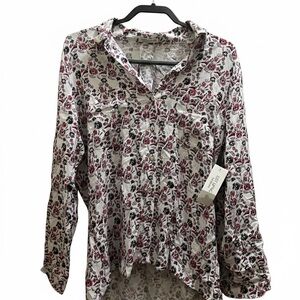 Just Living Burgundy Floral Blouse